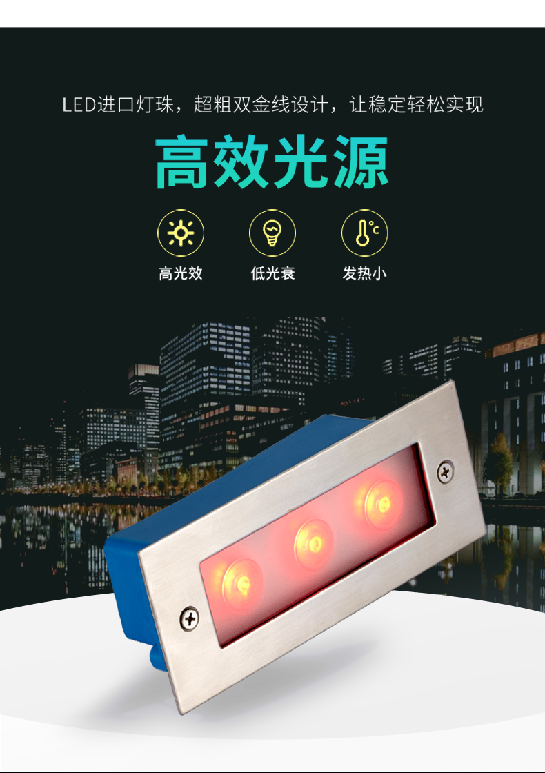 戶外節(jié)能防水 方形led埋地燈 樓梯燈 埋地燈 地埋燈 臺階燈路燈3W(圖4)