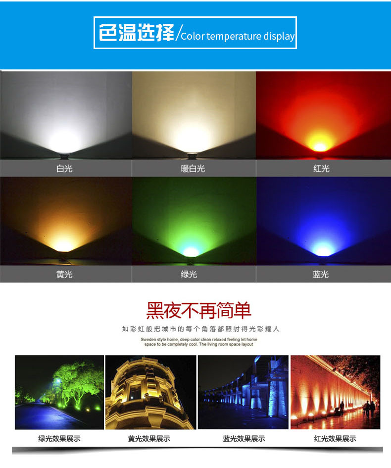 led插地燈 草坪燈 照樹燈 景觀led室外射燈 投光燈 防水小射燈3w(圖5)