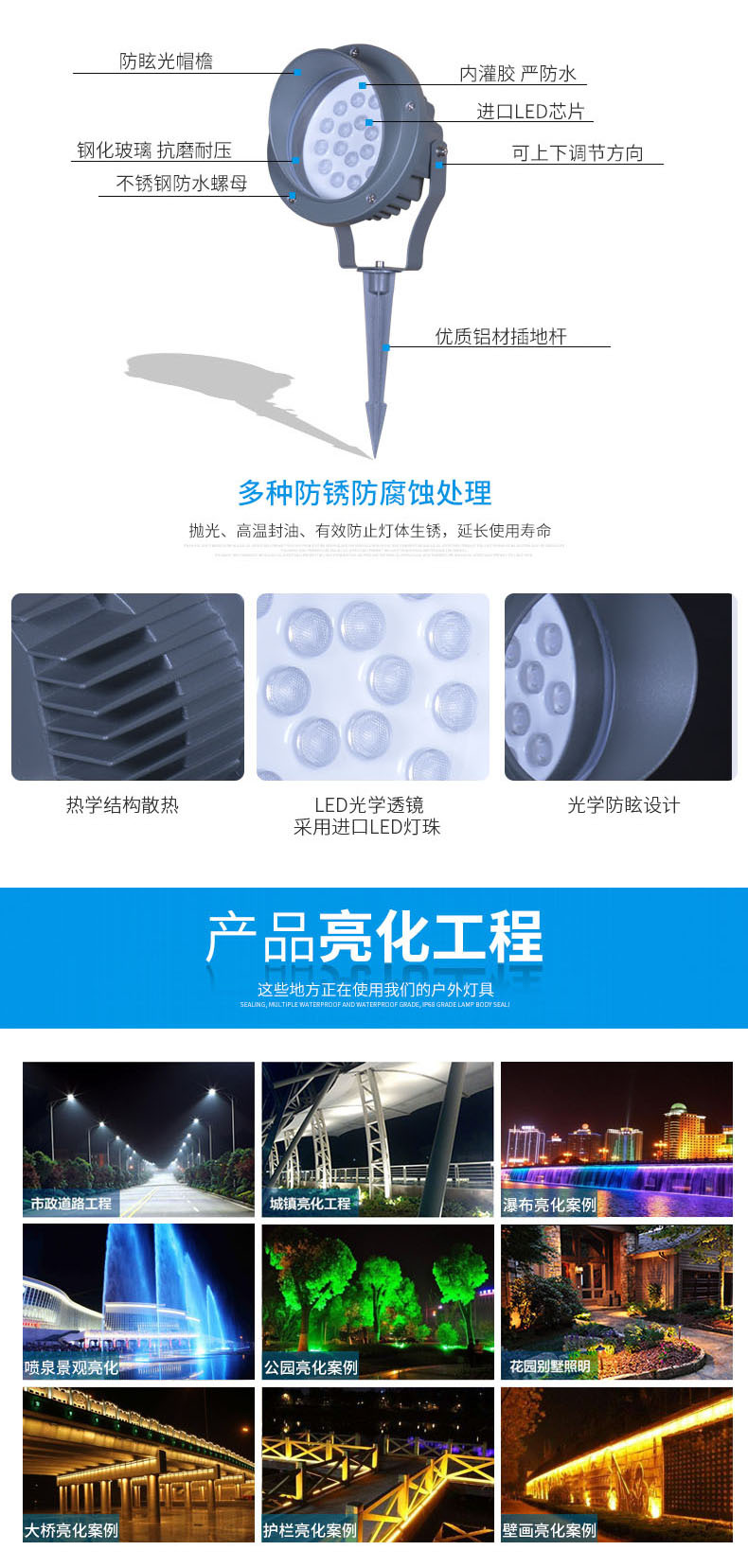 led插地燈 草坪燈 照樹燈 景觀led室外射燈 投光燈 防水小射燈3w(圖3)